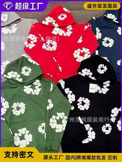 2025 European and American trendy printed loose hoodie Y2K hip-hop streetwear men's and women's pullovers casual top
