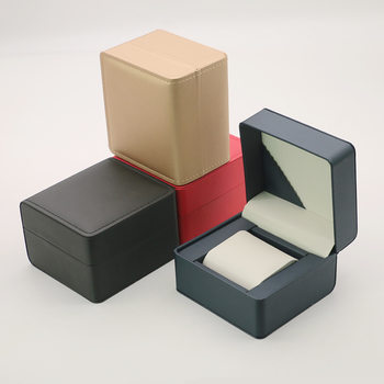 Rounded Pu Leather Watch Box Pull-String Flip Watch Box Gift Box Single Mechanical Watch Storage Box Watch Box Bag