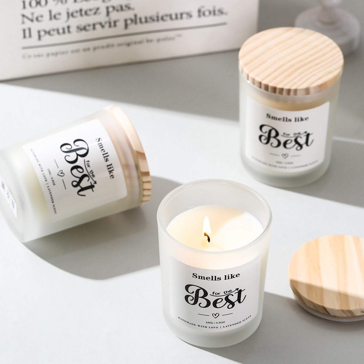 Frosted Glass Aromatherapy Candle Soy Wax Smoke-Free Home Bedroom Sleep Fragrance Plant Essential Oil Souvenir