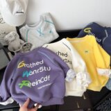 Детские свитера, осенний новый стиль, свободный западный стиль, корейская версия повседневных топов с длинными рукавами и принтом для мальчиков и девочек, детская одежда