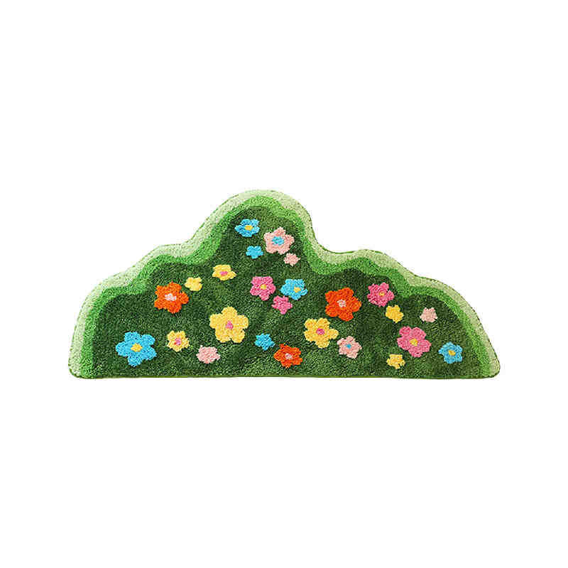 Green Flower Moss Flocking Tufted Living Room Carpet Children's Room Bedroom Grass Bedside Blanket Floor Mat Bay Window Mat