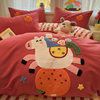 2026 New Style Pure Cotton Thickeneded Brushed Embroidered Four-Piece Set Cartoon Cute Cotton Student Dormitory Three-Piece Set