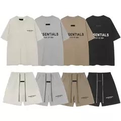 Cross-Border Fog Essentials 3D Silicone Letter Flocking Short-Sleeve High Street Casual Sports Shorts for Men
