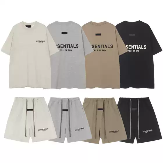 Cross-Border Fog Essentials 3D Silicone Letter Flocking Short-Sleeve High Street Casual Sports Shorts for Men