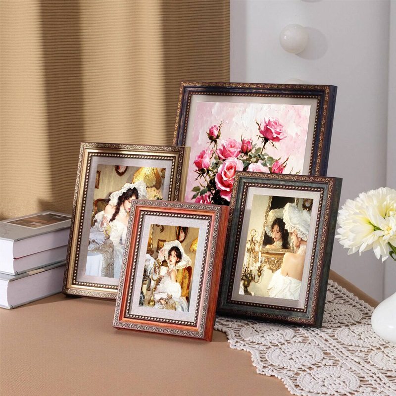 European-Style Retro Photo Frame Display Nostalgic 5 6 7inch Picture Frame 7inch Desktop A4 American Small Ornament Photo Frame