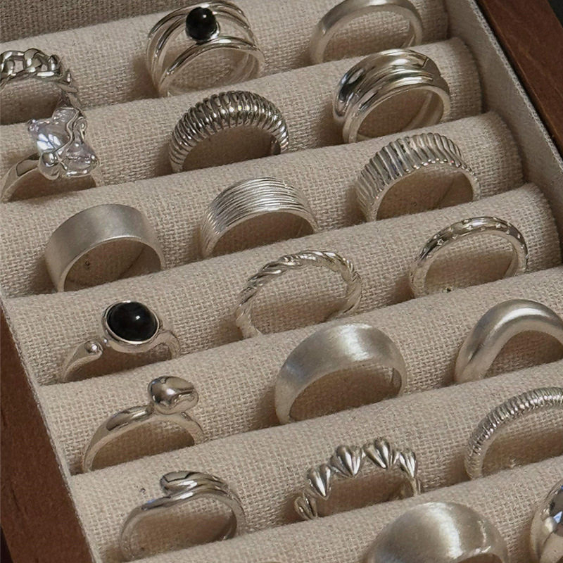 Niche Retro S925 Sterling Silver Plain Ring Ring Women's Color-free Light Luxury High-end Finger Ring All-match Open Ring