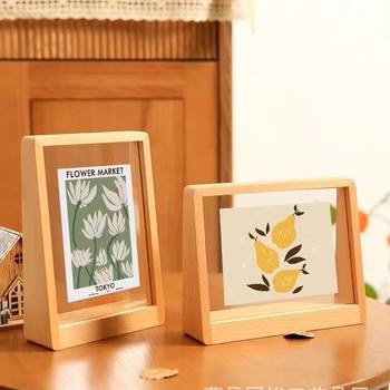 Japanese style three-dimensional solid wood table photo frame living room desktop decoration photo frame making handmade specimen photo frame