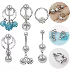 Gaibei Europe and the United States cross-border stainless steel piercing female ring bell pendant belly button ring piercing jewelry factory straight hair