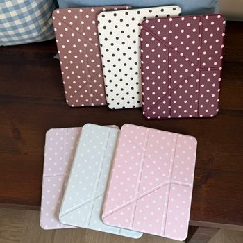 Ins Simple Polka Dot 3+Y Fold Buckle Suitable for Ipad10 Tablet Protective Case 10.9inch with Pen Slot Air11