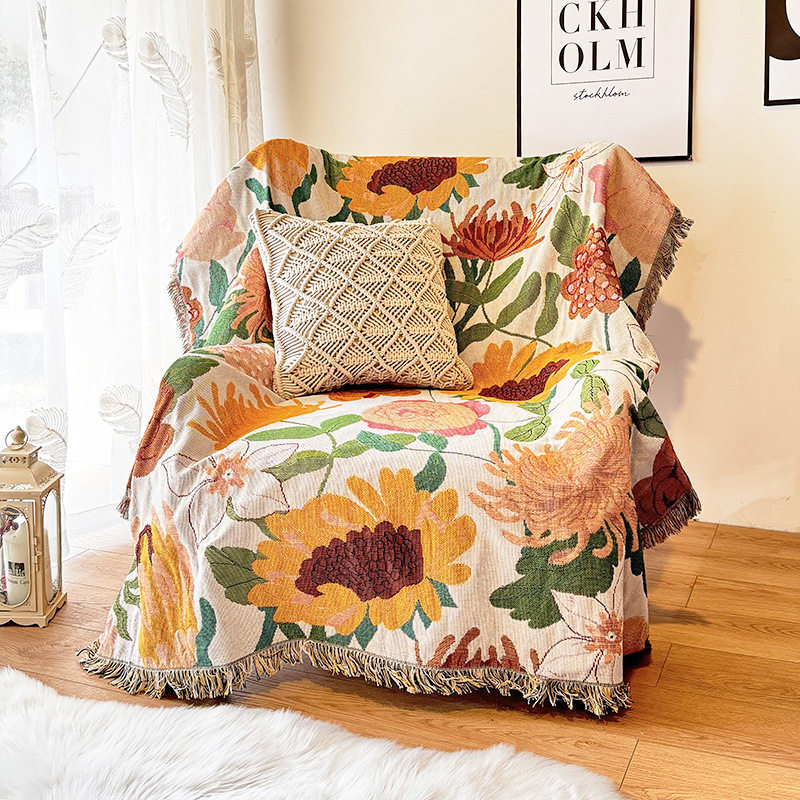 Export cross-border supply of flower sofa blanket thread blanket sofa towel a generation of hair blanket multifunctional camping blanket