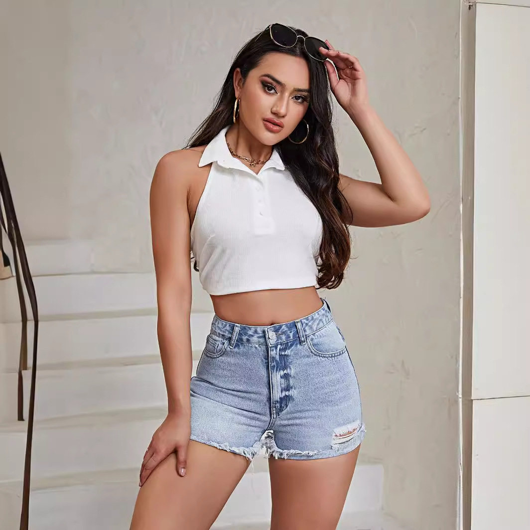 Womens Slim Fit Denim Shorts Comfortable Stylish Casual Perfect for Summer Outings Wholesale Available