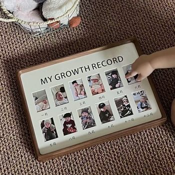 Baby Commemorative DIY Photo Frame Solid Wood Table Kidsren's Growth 12-Month Birthday Arrangement Record Baby Photos