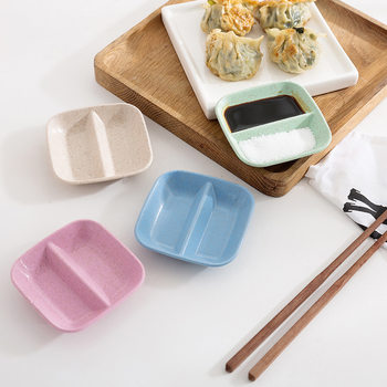 Creative Wheat Straw Seasoning with Vinegar Dish Japanese Sauce Vinegar Seasoning Pickle Snack Small Dish Vinegar Dish Separated