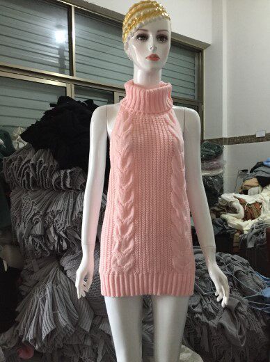 日系女装针织衫春新款性感日本中长款露背无袖系带毛衣裙七了个三