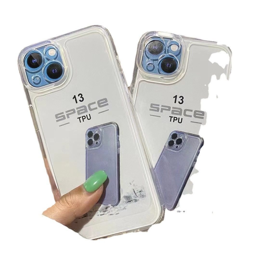 Suitable for Apple 17 12 14 16 Crystal Space Tpu Fully Transparent Precision Hole Phone Case Anti-Fall Tpu Protective Cover
