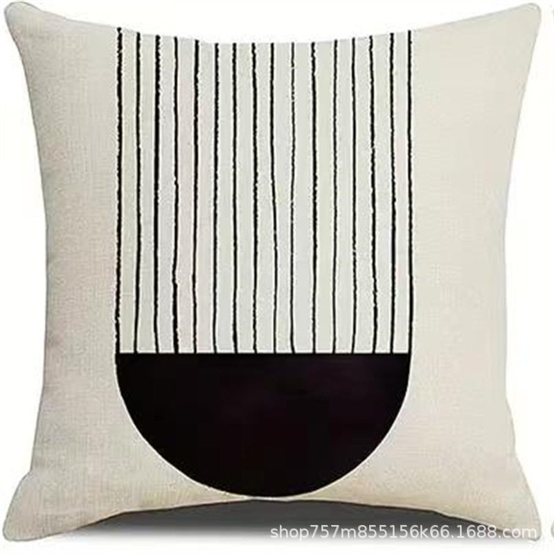 New Nordic Black and White Geometric Pillow Living Room Bedroom Nap Pillow Case without Core Car Office Waist Guard