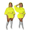 GL602 European and American Cross-border Spring and Summer Hooded Bubble Sleeve Navel Short Top Waist Pleated Bag Skirt Two-piece Suit