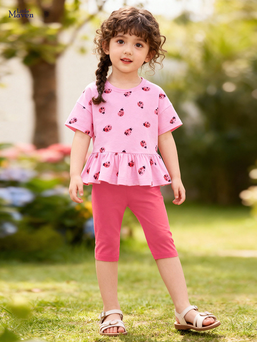Girls' Summer Short-Sleeve Set, Cute Baby Two-Piece Outfit, Style Kids' Wear