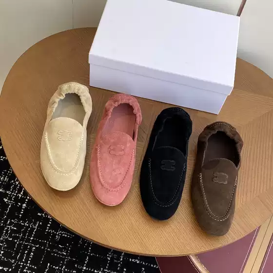 Arc De Triomphe 25Ss Autumn and Winter New Suede Loafers Flats Shoes Genuine Leather Egg Roll Shoes Comfortable Slip-On Trendy Shoes