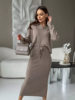 2025 New Autumn and Winter European and American Style Knitted Suit for Women, Core-Spun Yarn, Soft Slit Sweater and Lace-Up Skirt