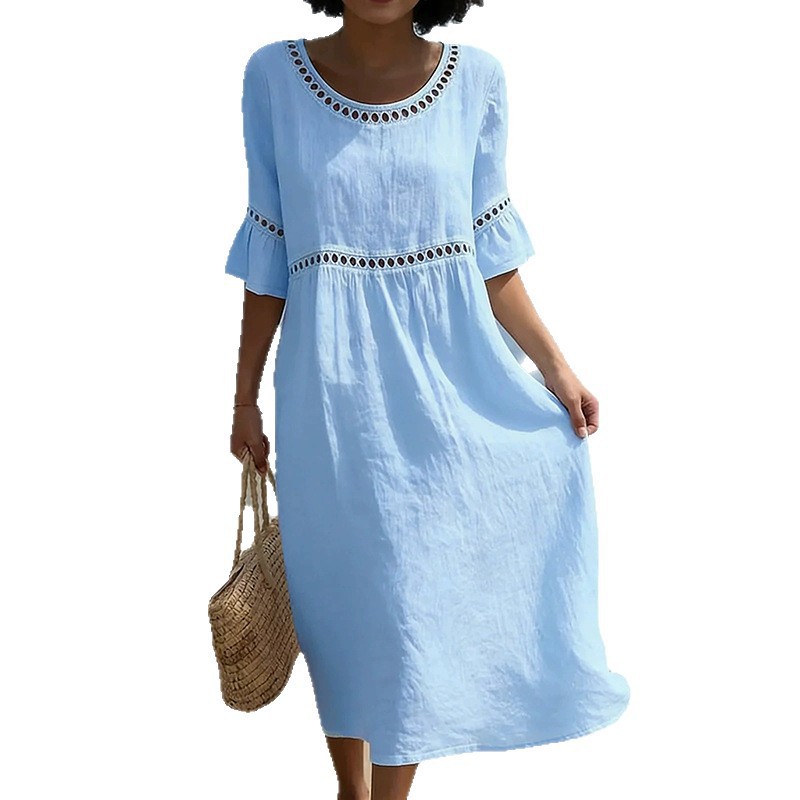 Womens Loose Fit Solid Color Maxi Dress Summer Style Beach Vacation Ready Wholesale Available