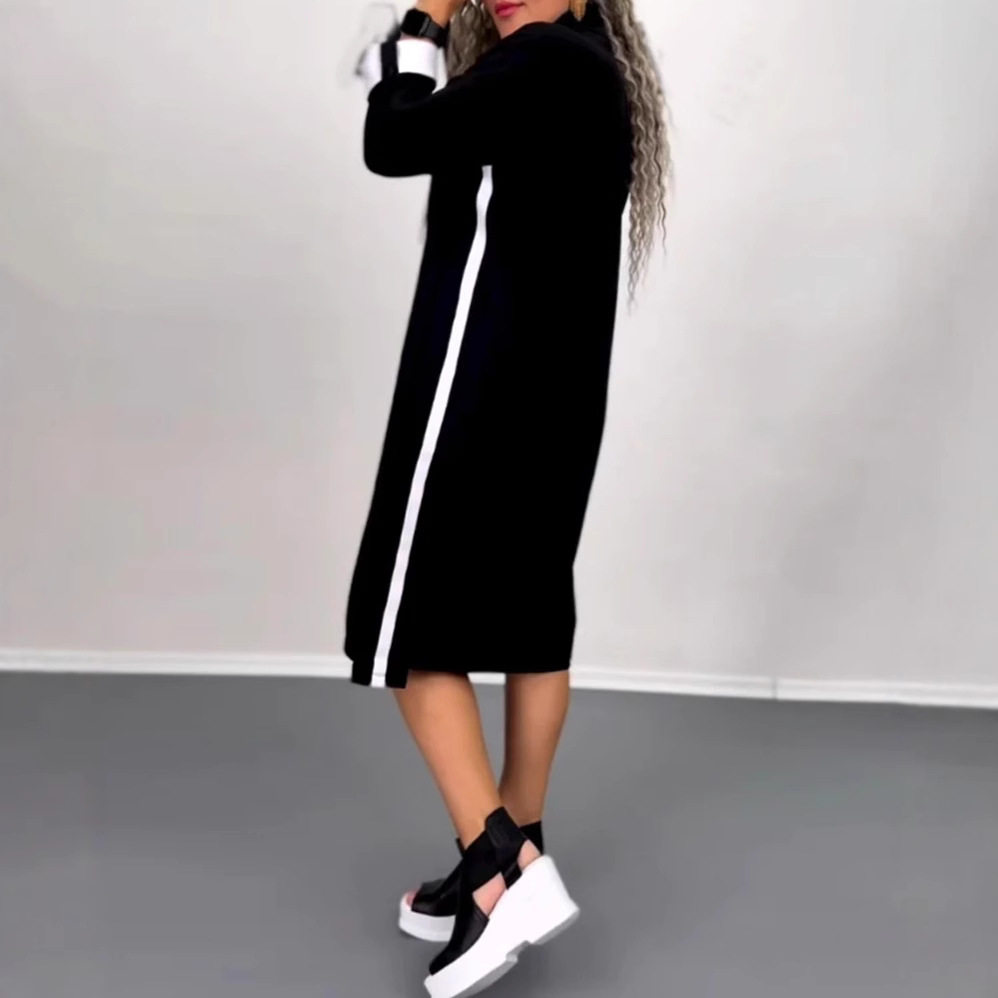High Neck Long Sleeve Dress Casual Style Autumn Winter Collection Comfortable Fabric Wholesale Available