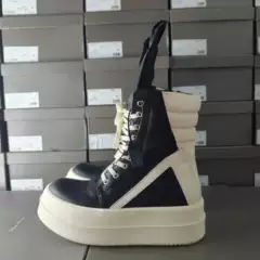 2026 Model Ro Shoes in Classic Black and White, High-Top Thick-Soled Sneakers for Men, Trendy Brand Couple Style, Lace-Up Color-Blocking Casual Shoes