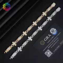 2025 New Cuban Chain 14mm925 Silver Moissanite Cross & Eye Bracelet Necklace Source Factory Direct Sale