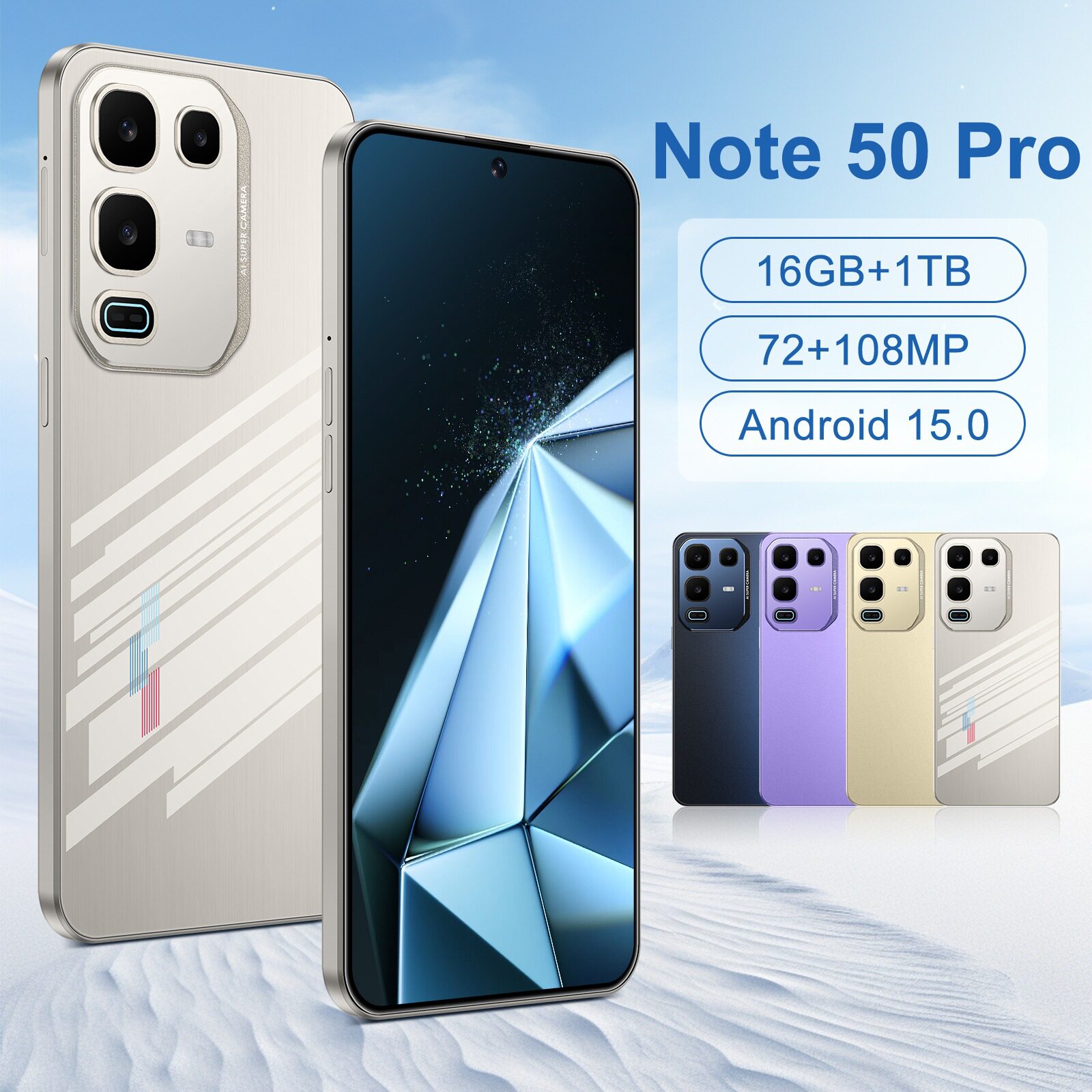 Новый смартфон Galaxy Note 50 Pro 16 + 1T на базе Android с 7,3-дюймовым широкоэкранным мобильным телефоном source factory Изображение 1