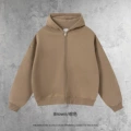 Boxy version of zipper shirt-brown