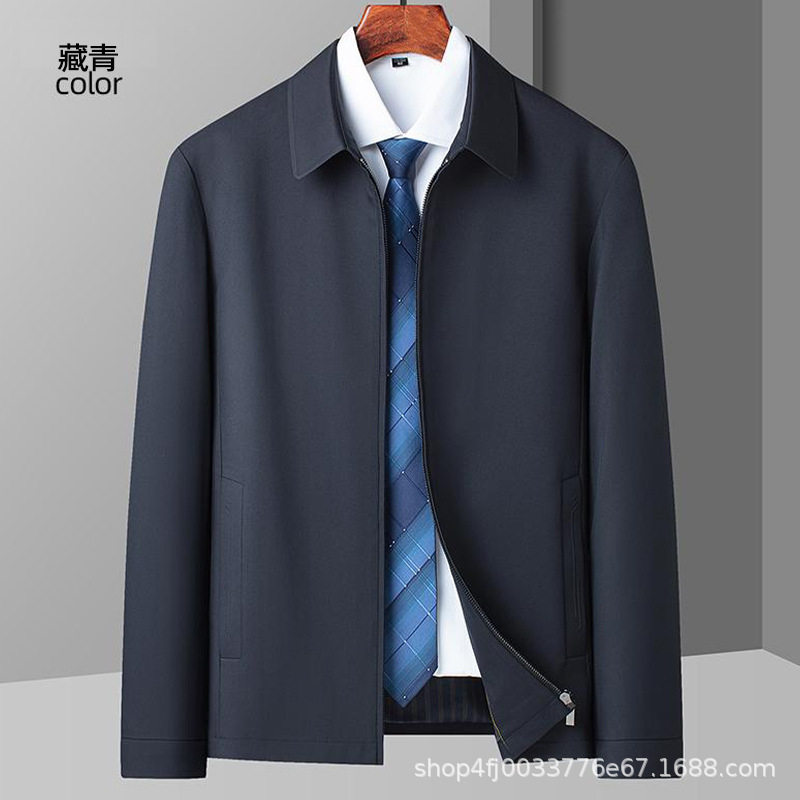 Áo Khoác Nam Cổ Bẻ Khóa Kéo Dáng Ngắn Phong Cách Doanh Nhân Màu Xanh Navy, Xám, Trắng, Xám Đậm...