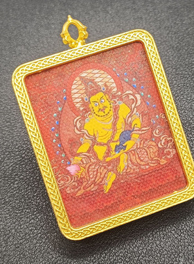 尼泊尔唐卡嘎呜盒黄财神金色大号吊坠绿度母白度母女通用款挂件