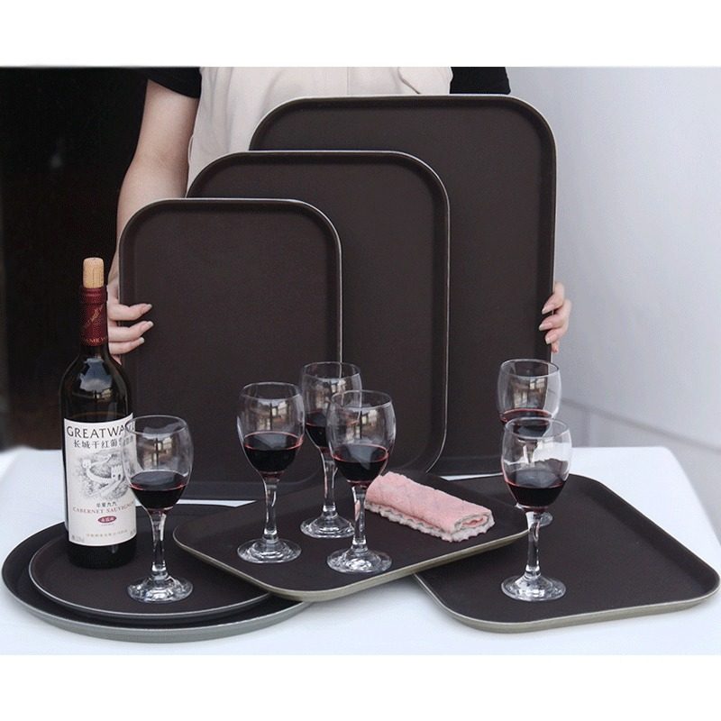 Hotel-Specific Serving Tray, Tempered Non-Slip Tray, Bar Ktv Cup Serving Tray, Commercial Rectangular and Round Tray