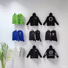 24Ss New Chrome Cross Hooded Zipper Sweatshirt Trendy Design