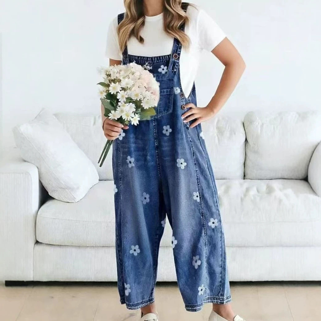 Womens Loose Fit Wide Leg Denim Overalls Fashionable Comfortable Summer Style Available for Wholesale