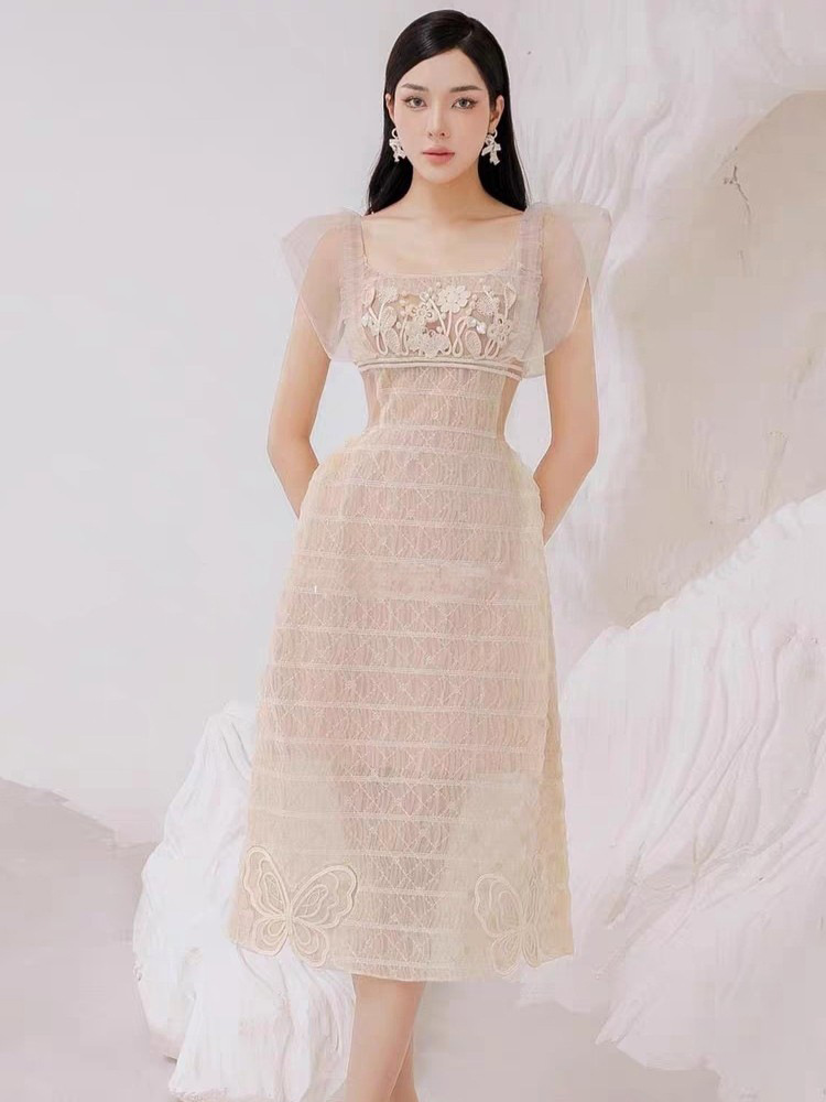 (Mới) Mã K6774 Giá 3330K: Váy Đầm Liền Thân Nữ Aityna Lưới Mỏng Thời Trang Nữ Chất Liệu Ren G06 Sản Phẩm Mới, (Miễn Phí Vận Chuyển Toàn Quốc).