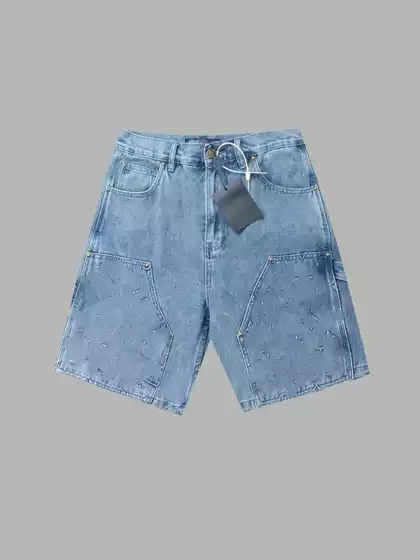 High-Quality Original Lv 26Ss Spring/Summer New Heavy-Duty Workwear Short-Sleeve Shirt, Vest, and Work Shorts Set