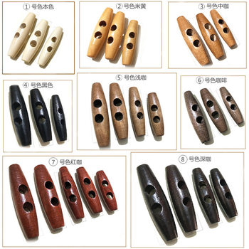 Wooden olive buckle woolen coat hat rope wooden adjustable buckle factory wholesale two-head flat double hole wooden buttons