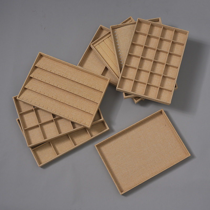 Linen Jewelry Tray Necklace Display Stand Ring Pendant Jewelry Bracelet Earring Display Tray Storage Box