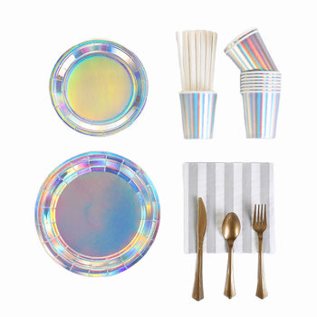 Disposable Tableware Paper Plates Paper Cups Birthday Supplies Party Outing Picnic Knife and Fork Dinner Plate Portable Picnic Set