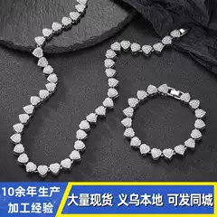 Love Diamond hip-hop necklace set cross-border new creative personality 10mm Cuban chain set factory outlet