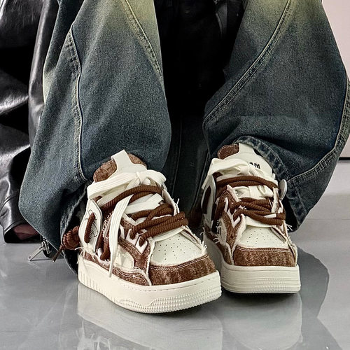 MQMS2025冬季破坏美学美式街头面包鞋潮流低帮板鞋厚底男女增高鞋 - 图0