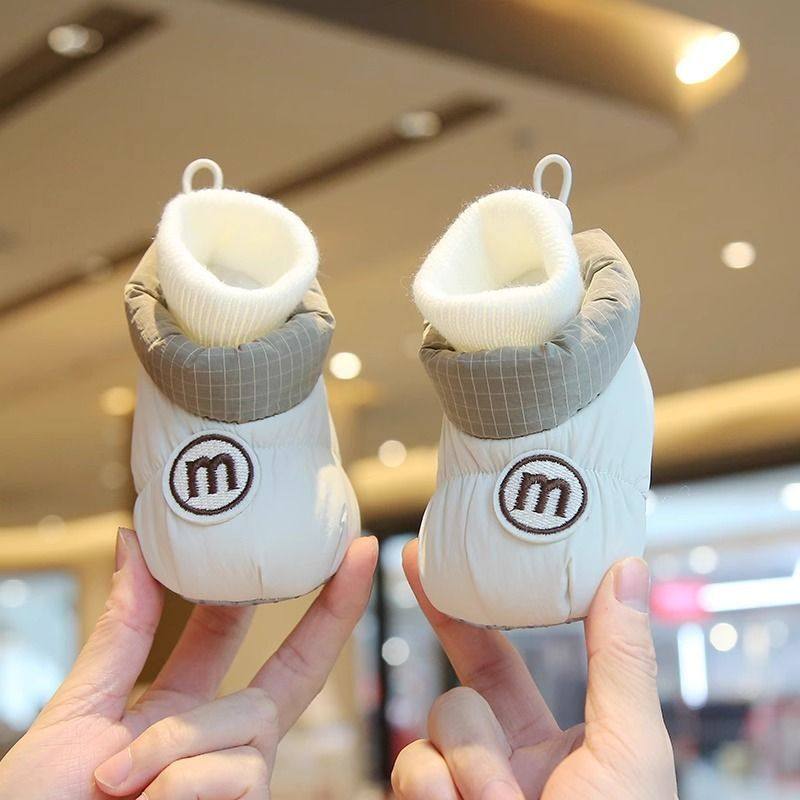 Winter Baby Cotton Shoes Soft Sole Male and Female Baby Shoes and Socks Warm Thickeneded Fleece-Lined Shoes 0-1 Years Old 12 Months
