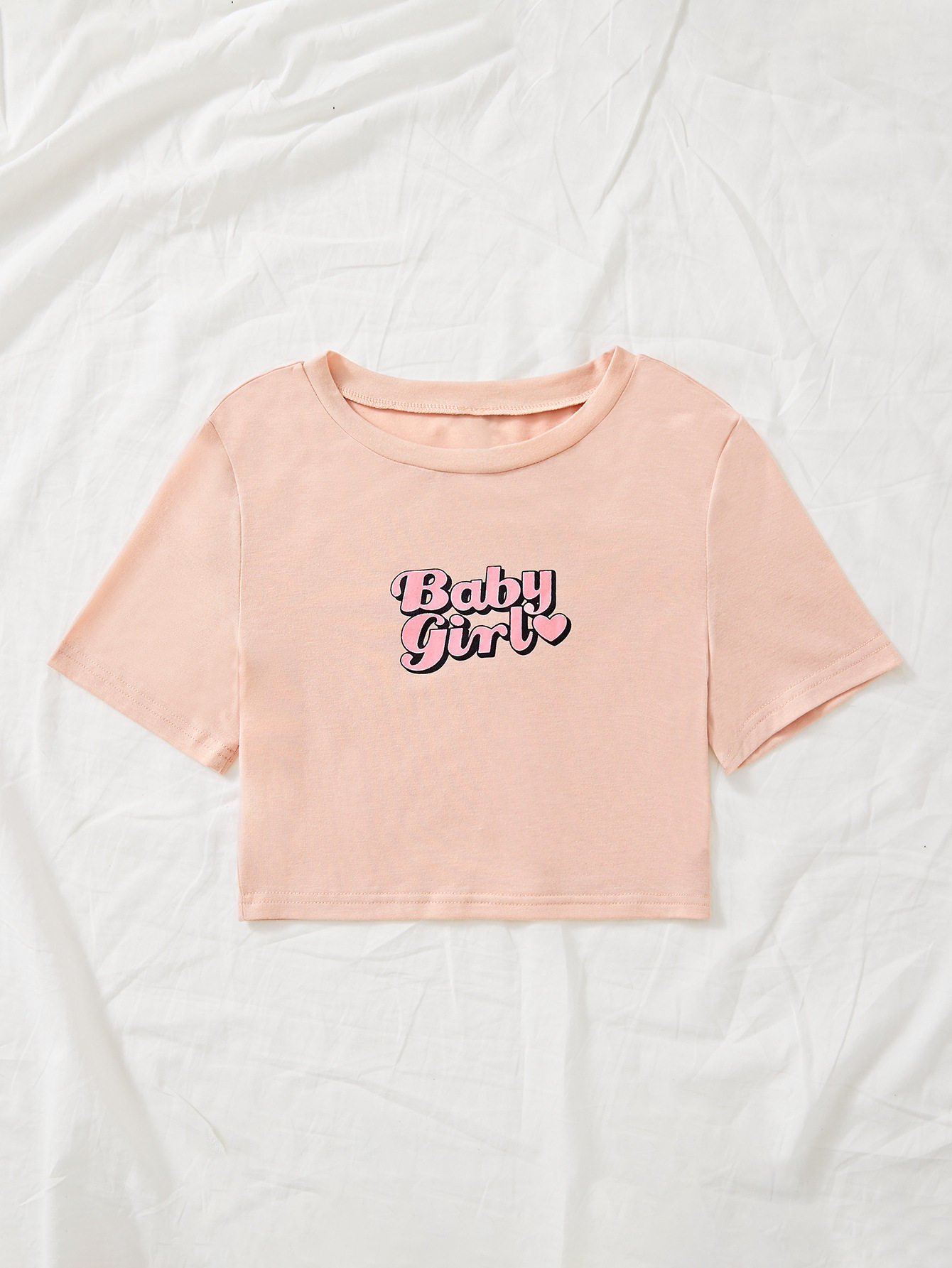 Casual Cropped T Shirt Letter Print Stylish Comfortable Fabric Trendy Everyday Wear Wholesale Available