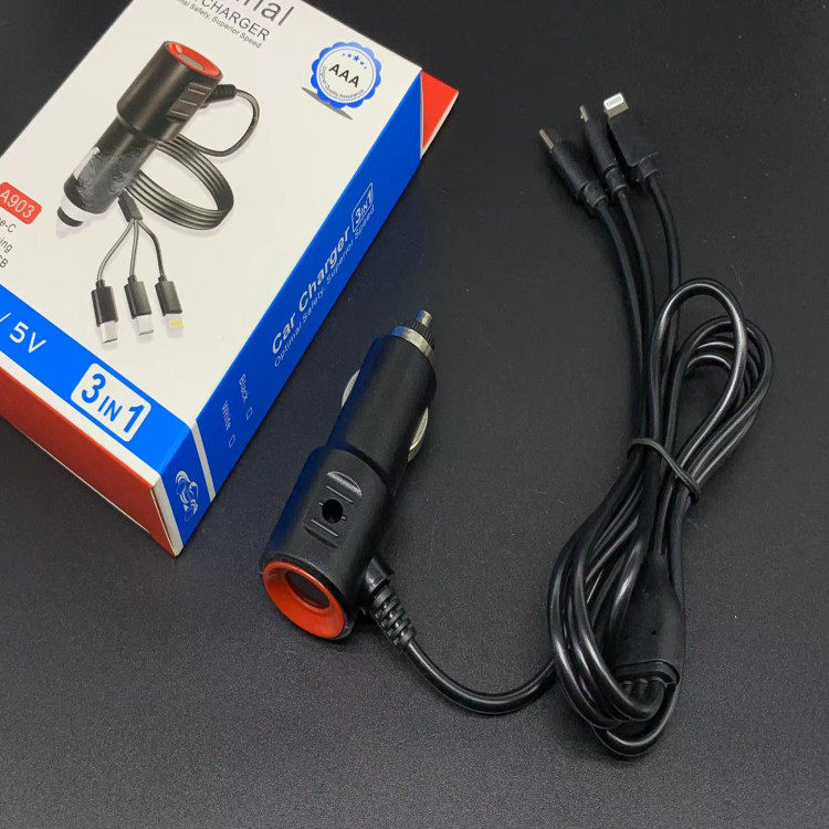 New car charger dual usb one-to-three Belt Line fast charge cigarette lighter car charger car supplies