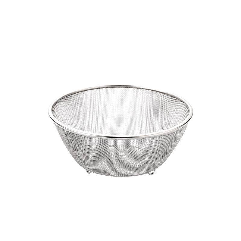 Stainless Steel Dense Mesh Basket Drain Basket Vegetable Washing Basket Thickened Rice Amoy Screen Fine Mesh Basket Round Korean Fruit Basket Mesh