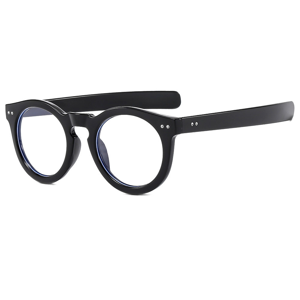 Cool Square Glasses Upper Black Lower Transparent Flat Glasses New Round Frame Gradient Full Frame Simple Fashion Glasses