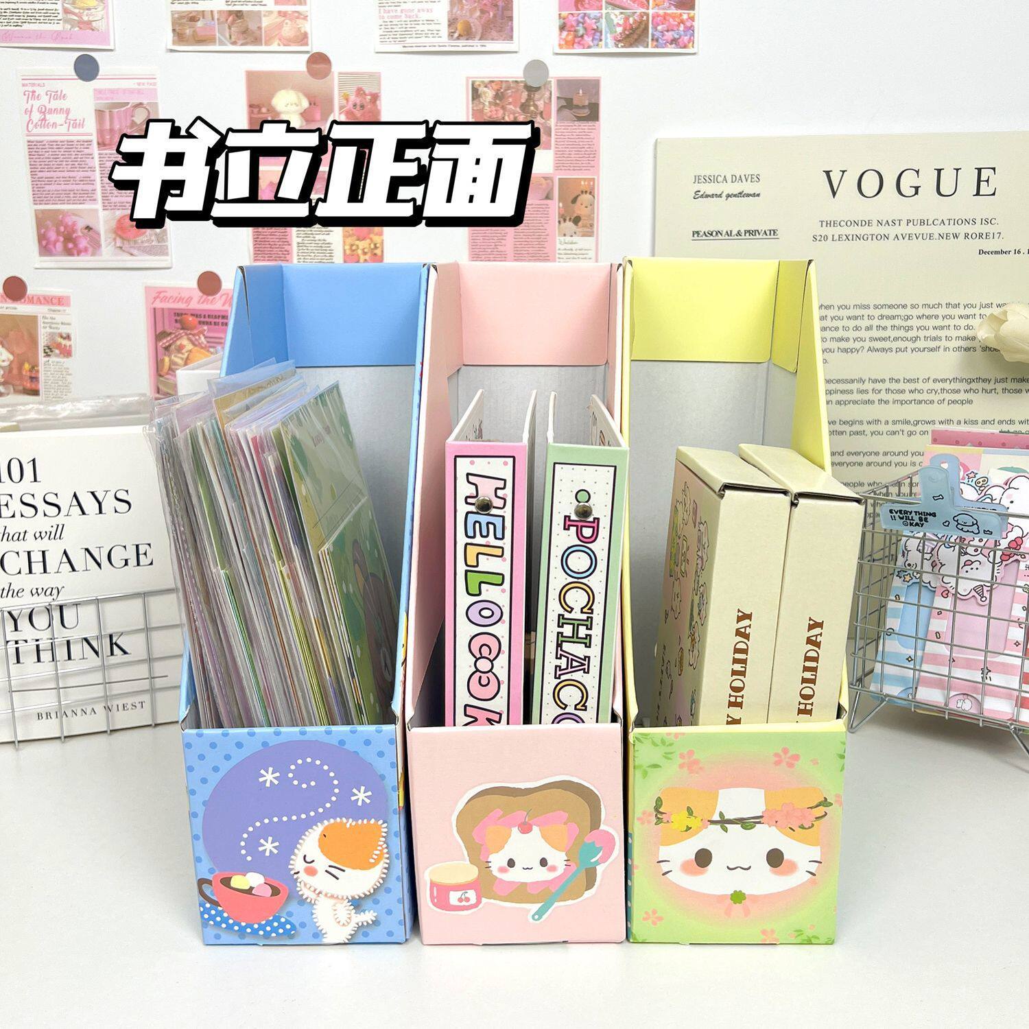 Marshmallow Cat Bookend Hot Style Little Red Book Same Style Bookend Storage Rack Desktop Organizer Super Cute Thickened