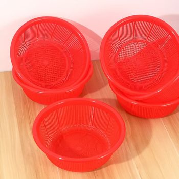 Thickened Vegetable Washing Basket Kitchen Drain Basket Plastic Leaking Sieve Round Canteen Catering Commercial Plastic Sieve Storage Basket
