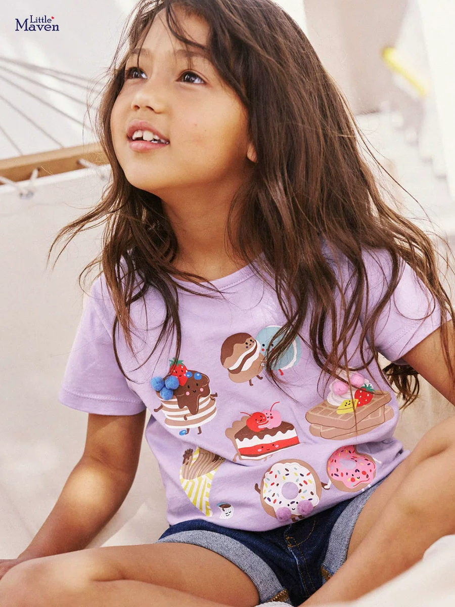 New Cartoon Kids' Top, Summer Girls' Short-sleeve T-shirt, Toddler Cotton T-shirt